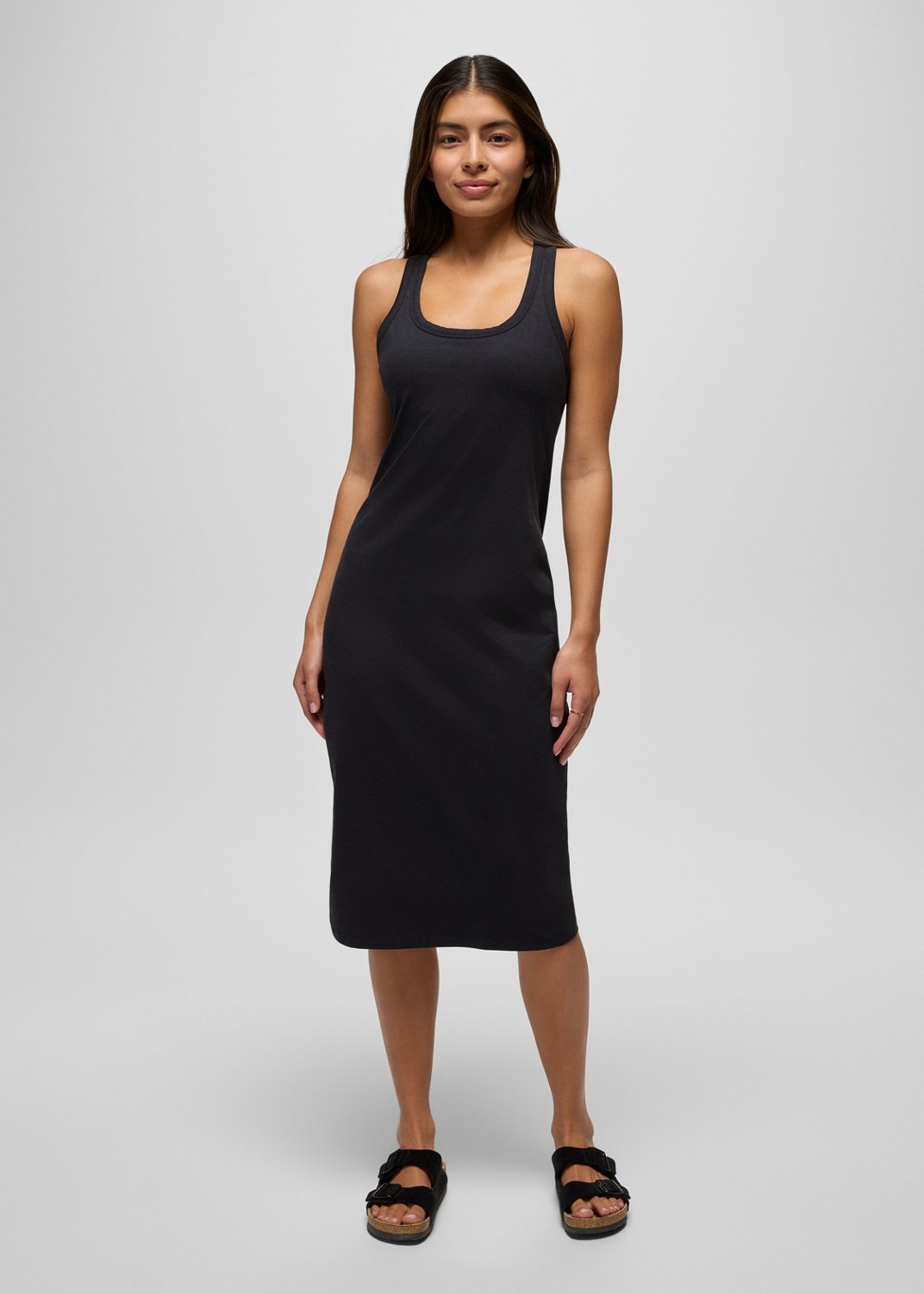 Womens prAna Heavana™ Racerback Midi Dress - Black Heather