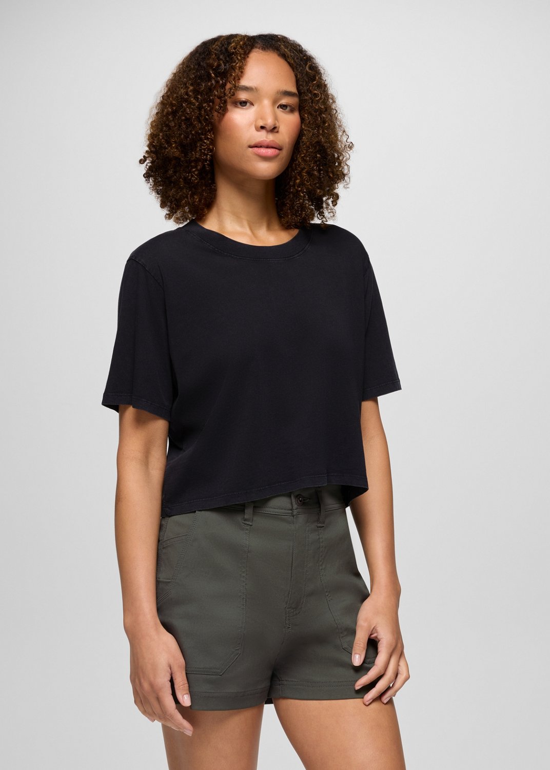 Womens prAna Everyday Crop Tee - Black