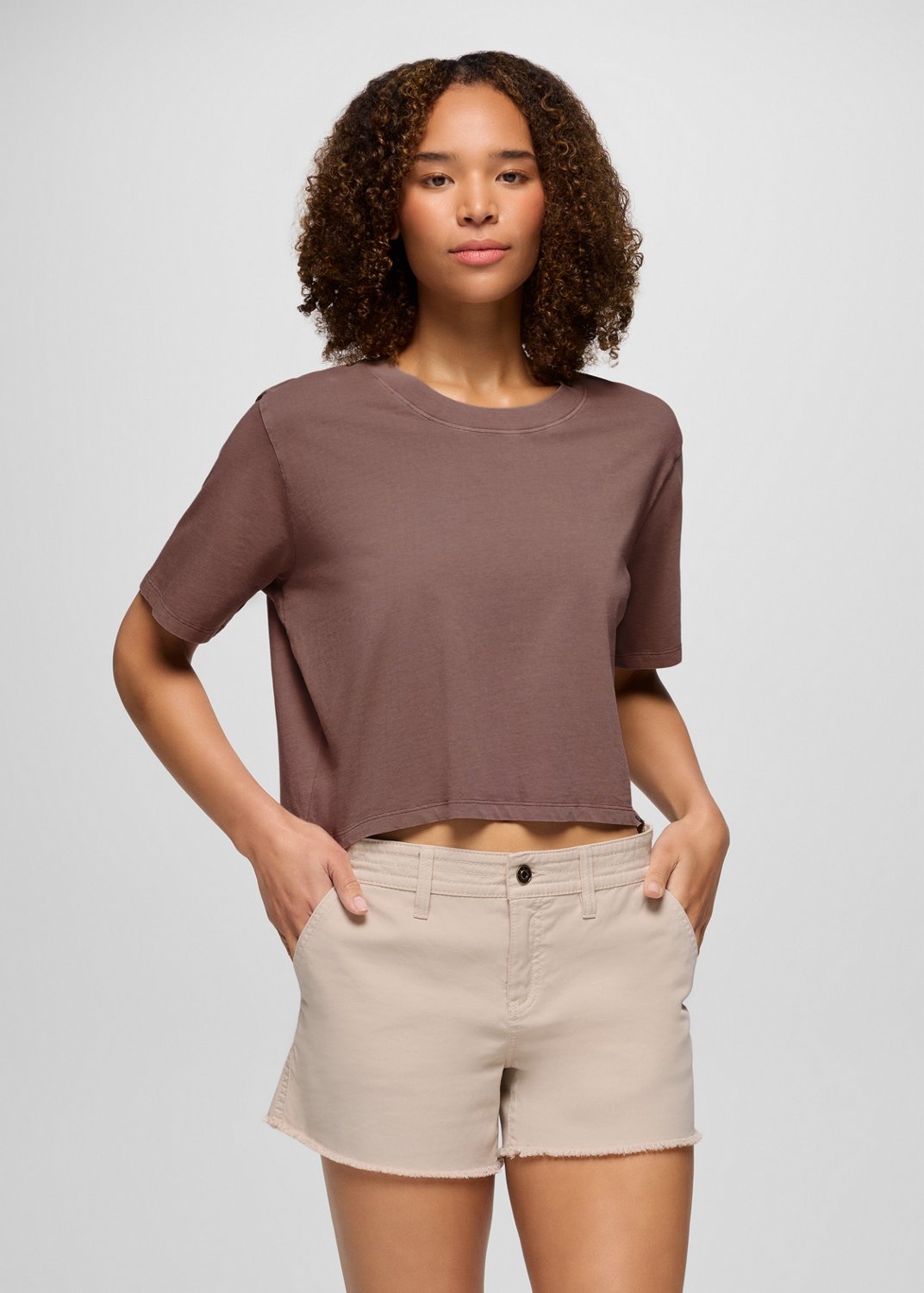 Womens prAna Everyday Crop Tee - Carob