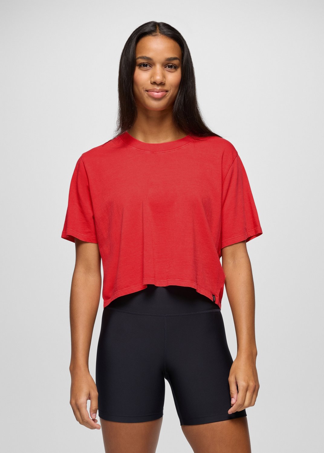 Womens prAna Everyday Crop Tee - Rose Fire