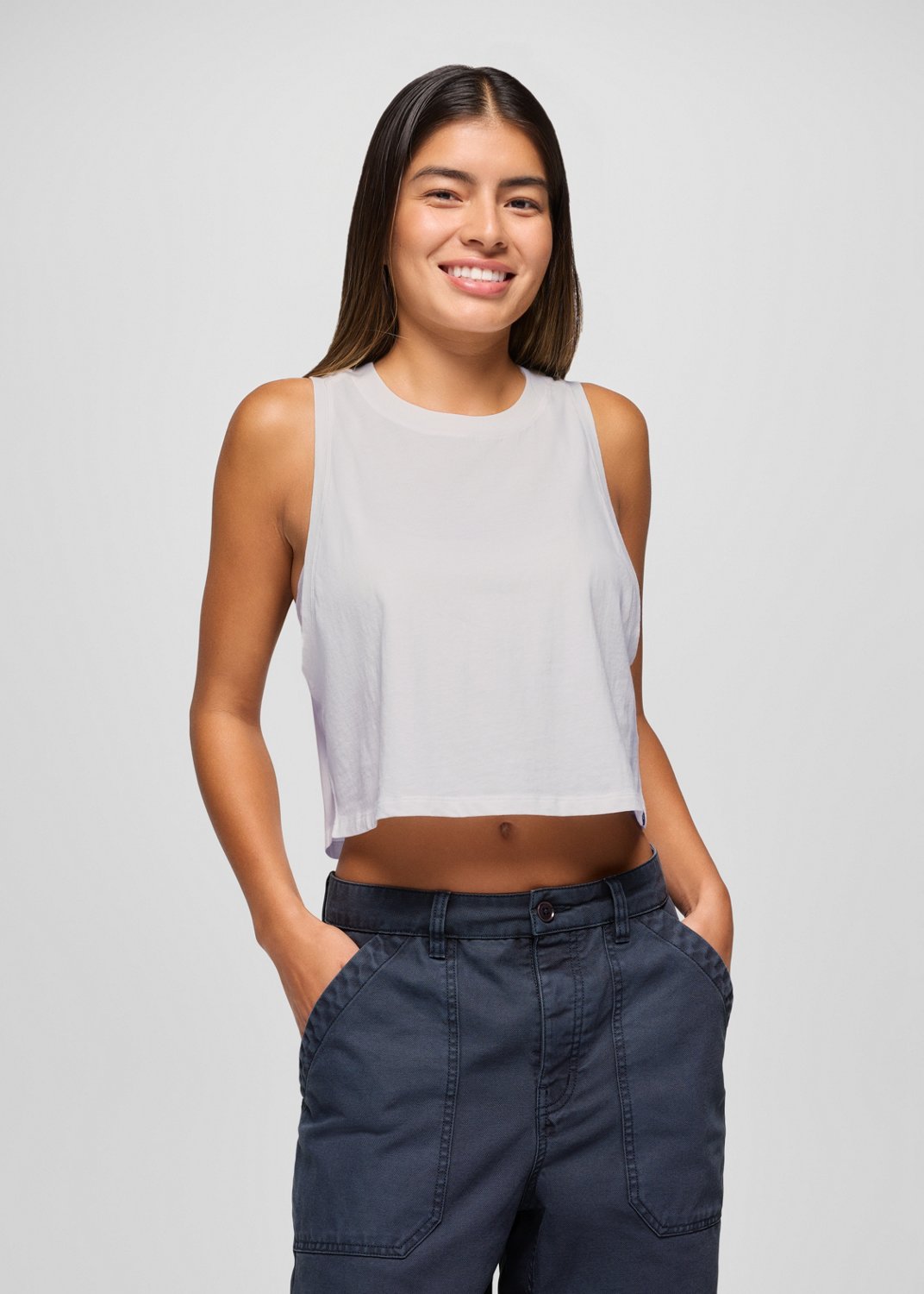 Womens prAna Everyday Crop Tank - Soft White
