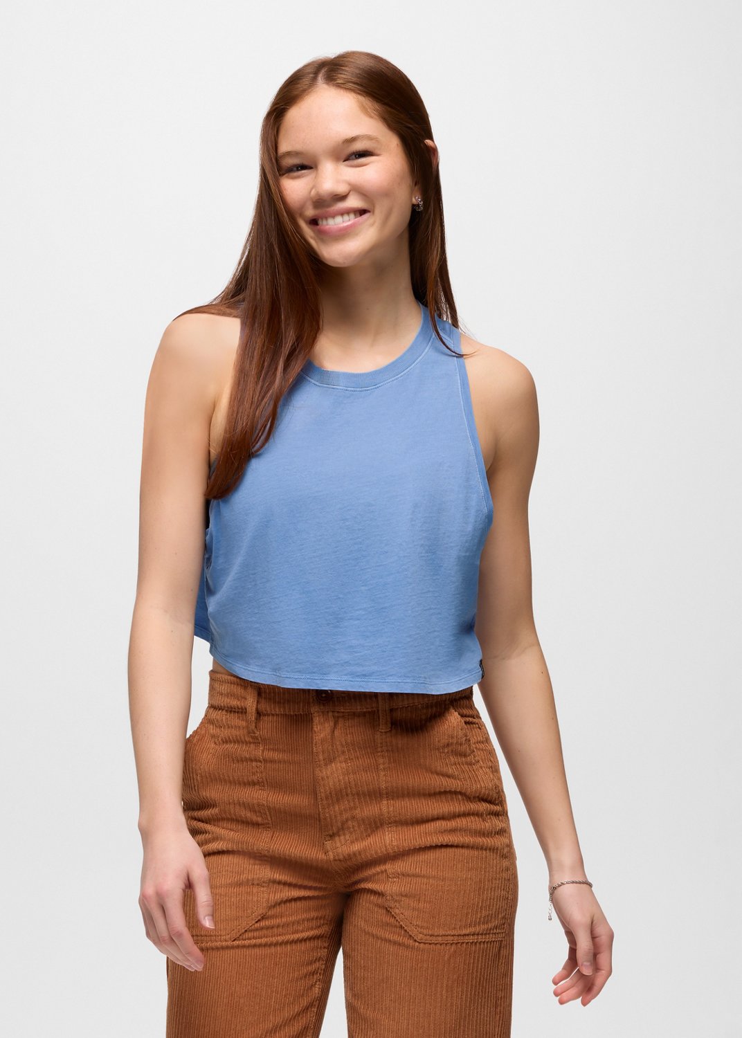 Womens prAna Everyday Crop Tank - Blue Vibes