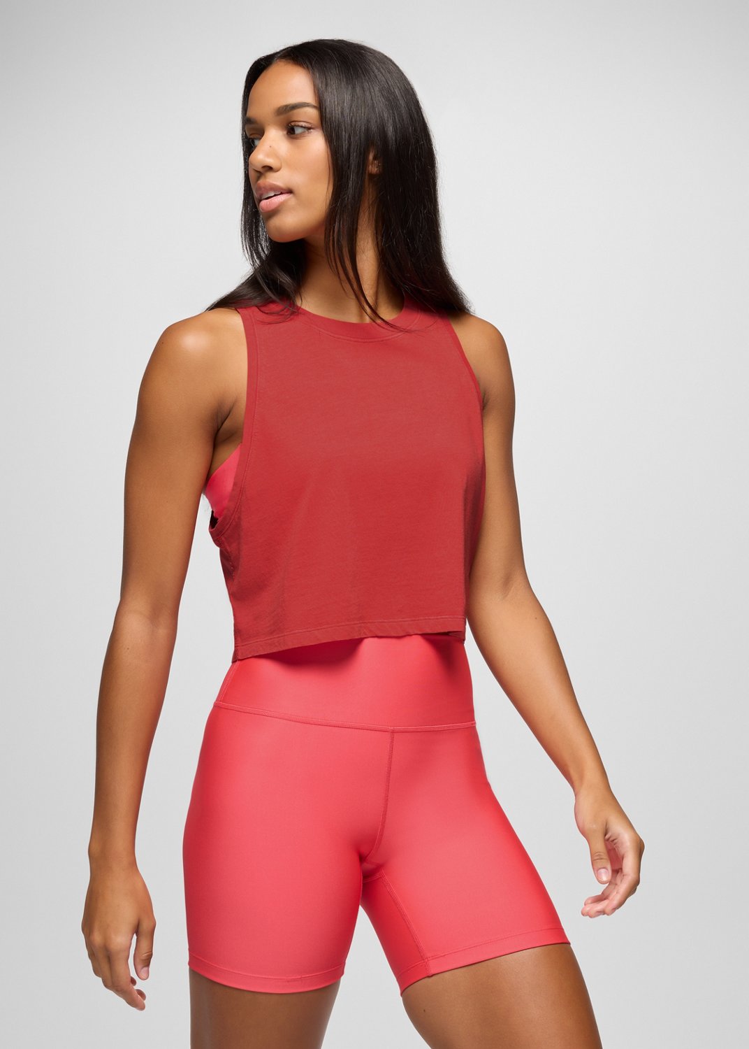 Womens prAna Everyday Crop Tank - Rose Fire