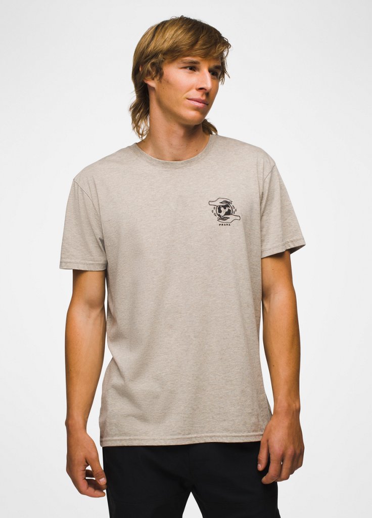 Mens prAna Lost Orbit Short Sleeve Tee - Dark Khaki Heather