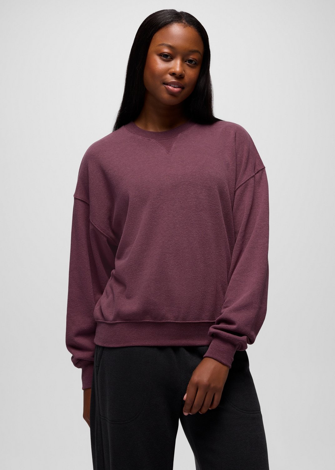 Womens prAna Cozy Up Crew Sweatshirt - Vino