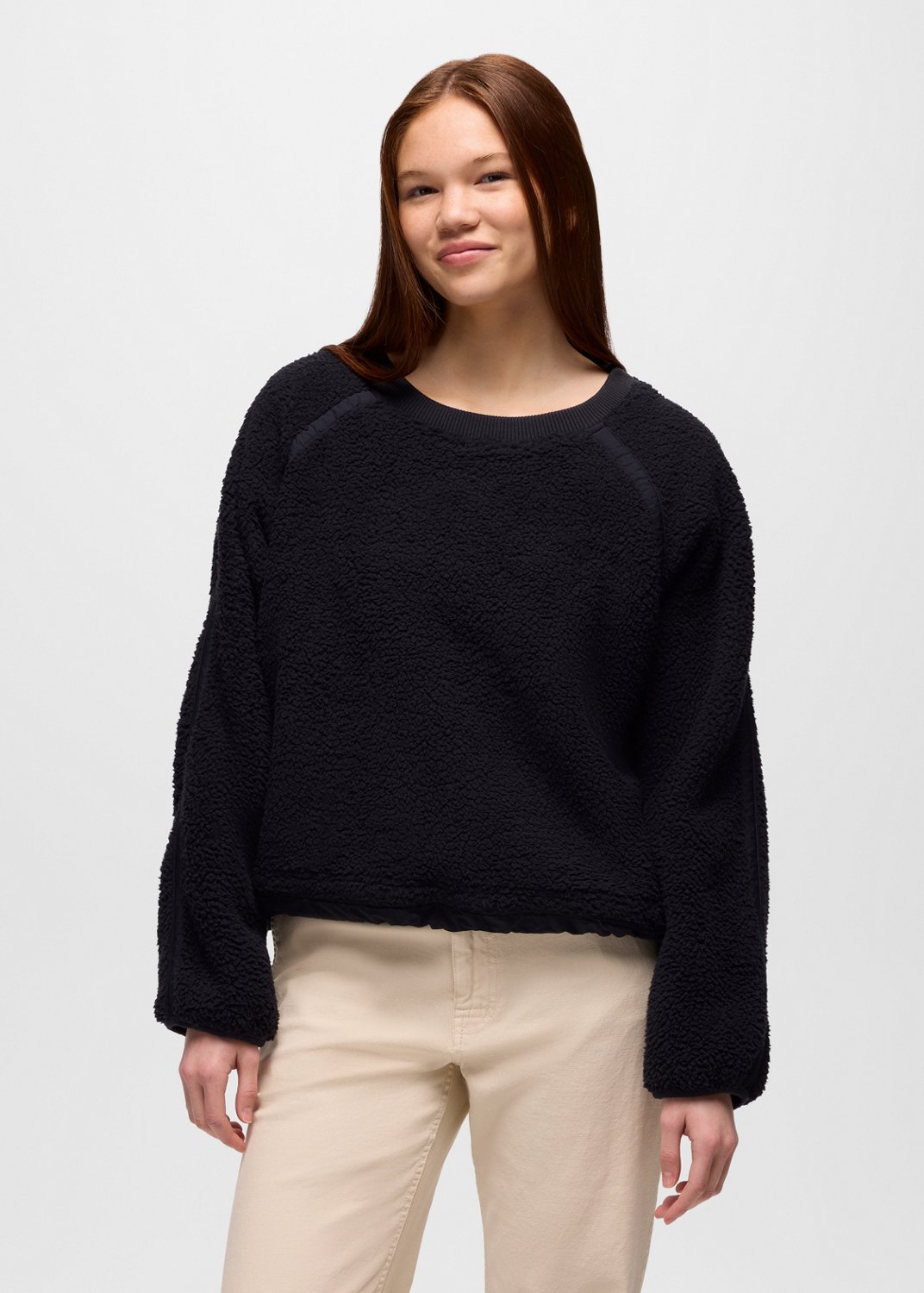 Womens prAna Encinitas Fleece Crew - Black