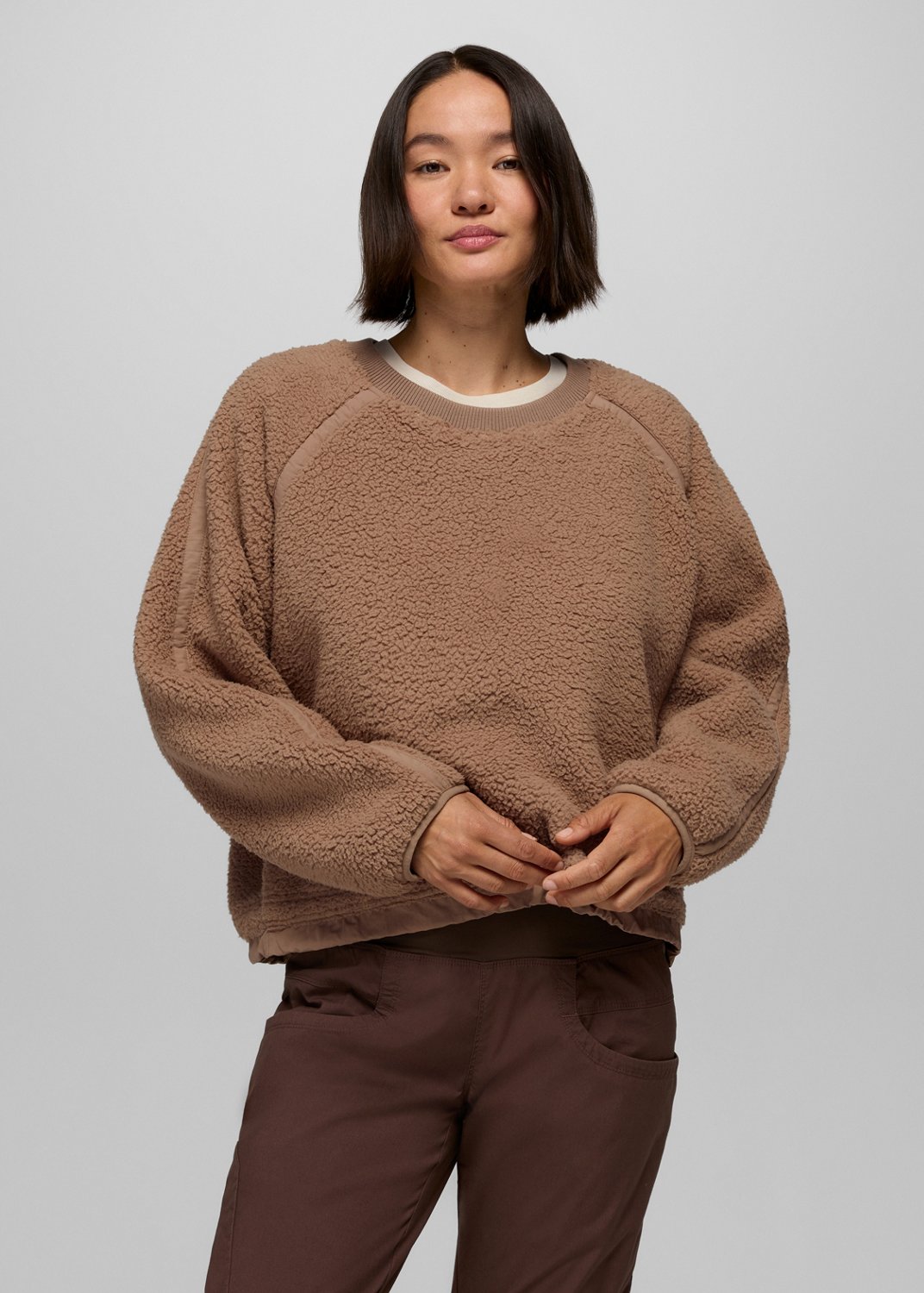Womens prAna Encinitas Fleece Crew - Shroom