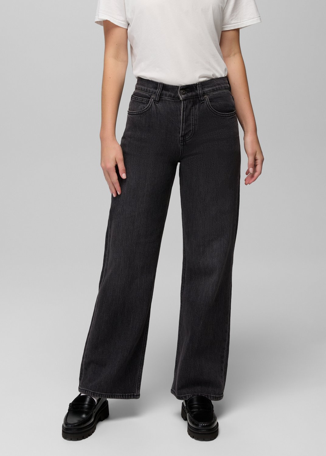 Womens prAna Carlsbad 760 Wide Leg Jean - Black Sand
