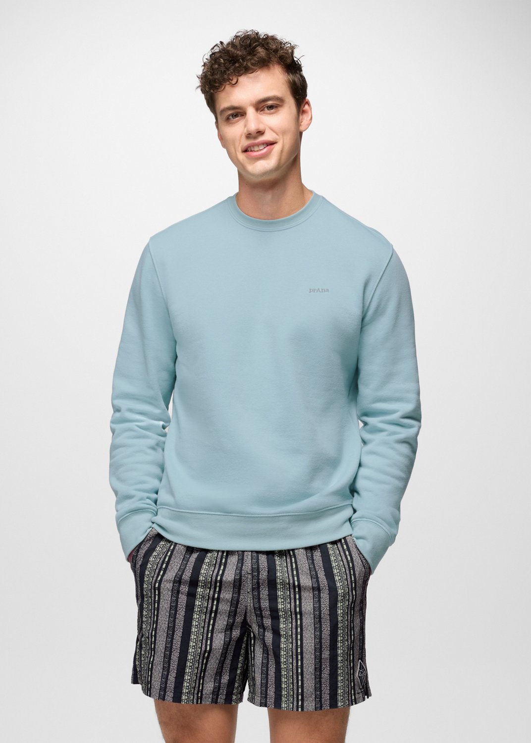 Mens prAna Fleece Crew Sweatshirt - Saltwater