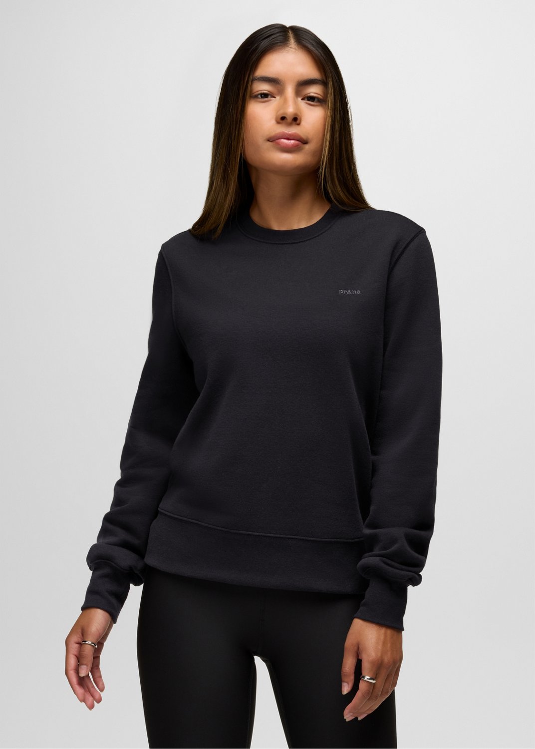 Womens prAna Fleece Crew Sweatshirt - Black