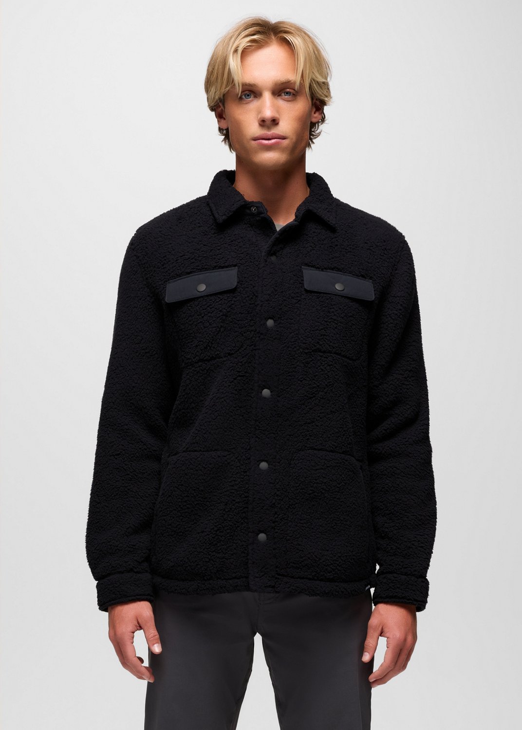 Mens prAna Encinitas Fleece Shacket - Black