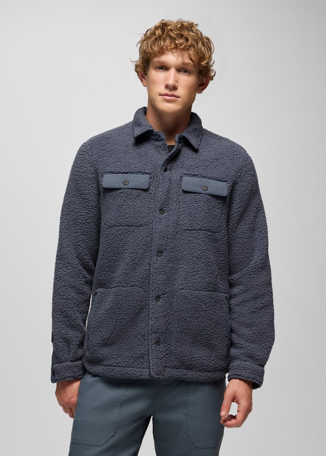 Mens prAna Encinitas Fleece Shacket - Thundercloud