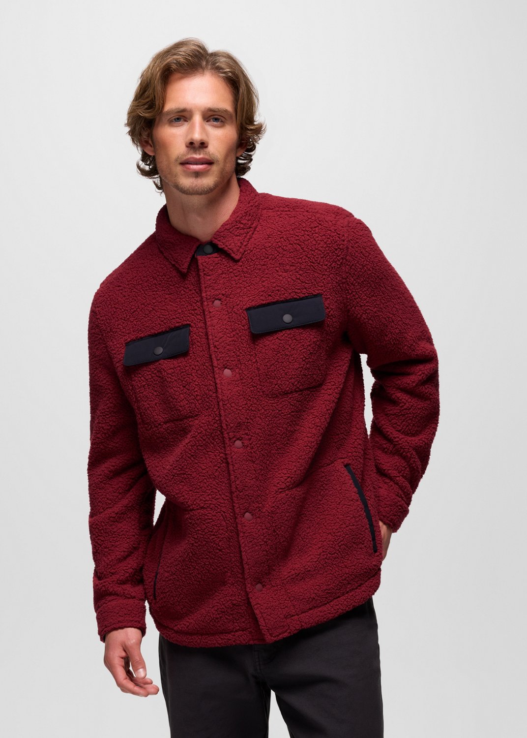 Mens prAna Encinitas Fleece Shacket - Retrograde