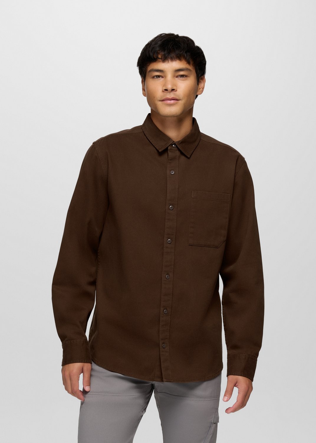 Mens prAna Arbored Long Sleeve Shirt - Dark Roast
