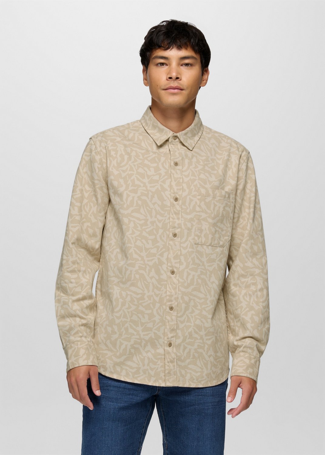 Mens prAna Arbored Long Sleeve Shirt - Sandbar Freestyle