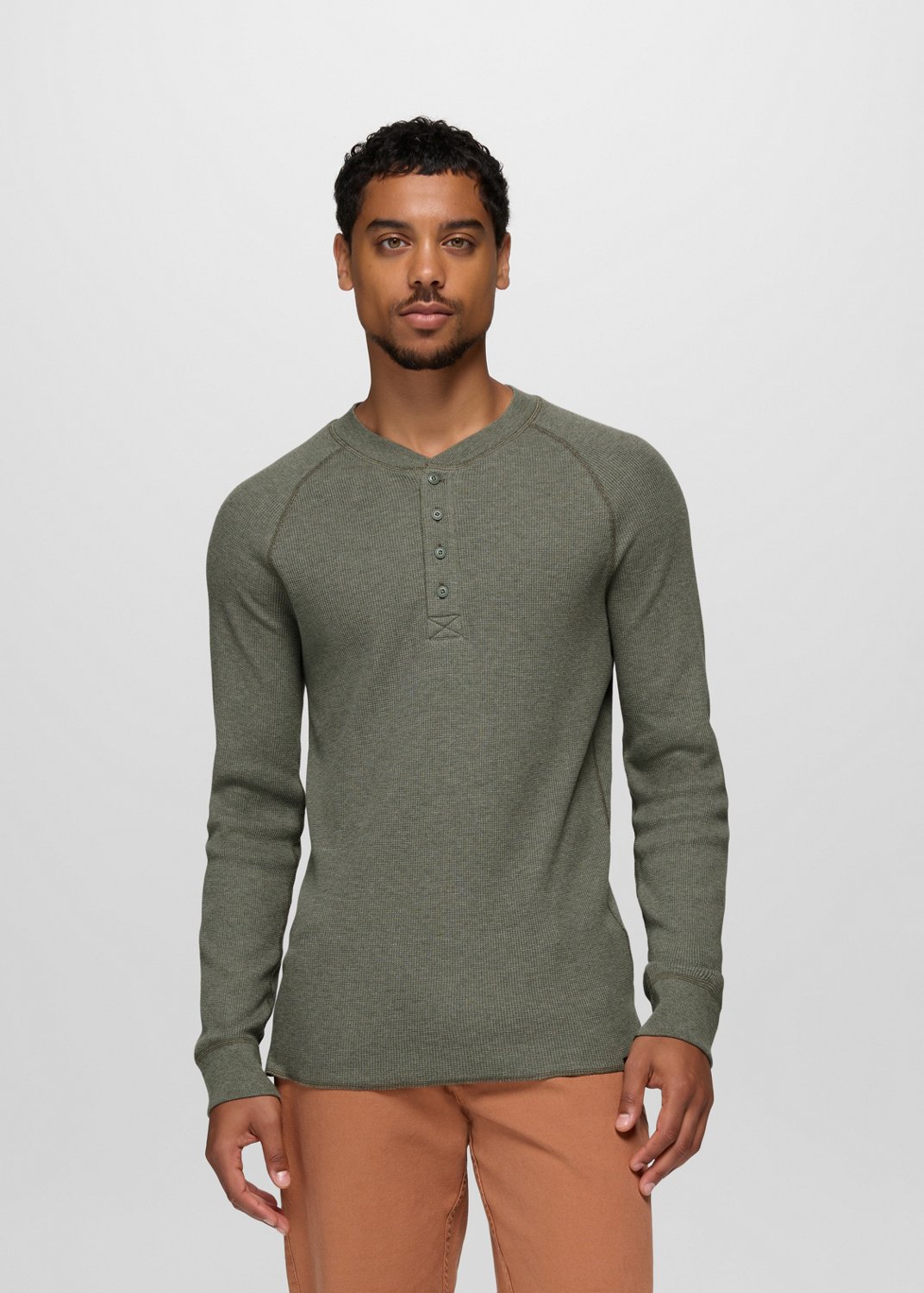 Mens prAna Touchstone Henley - Thyme Heather