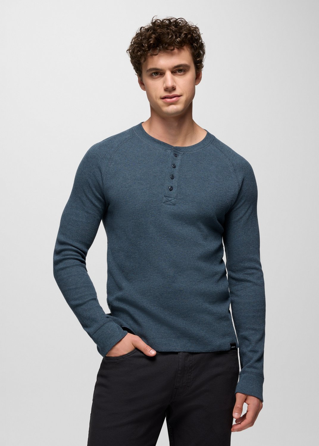 Mens prAna Touchstone Henley - Stormy Night Heather