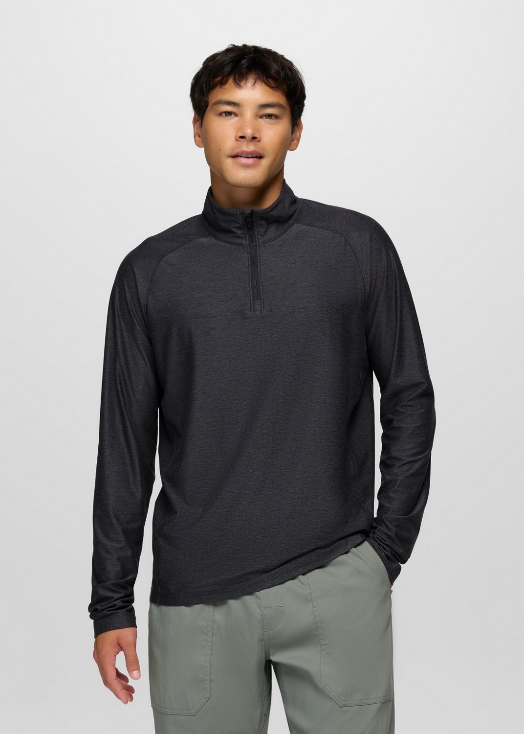 Mens prAna Altitude Tracker Light 1/4 Zip - Black Heather