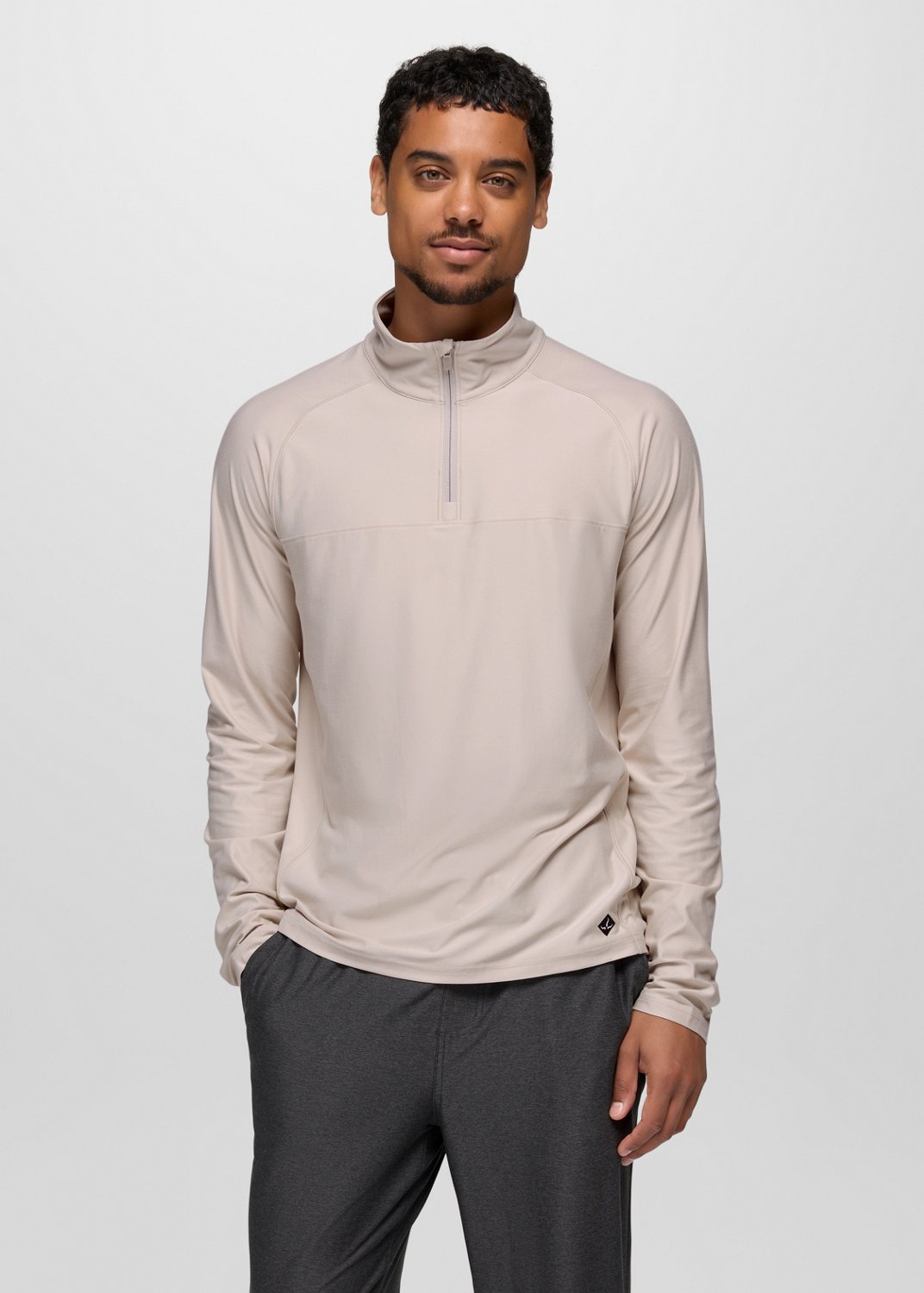 Mens prAna Altitude Tracker Light 1/4 Zip - Almond Heather