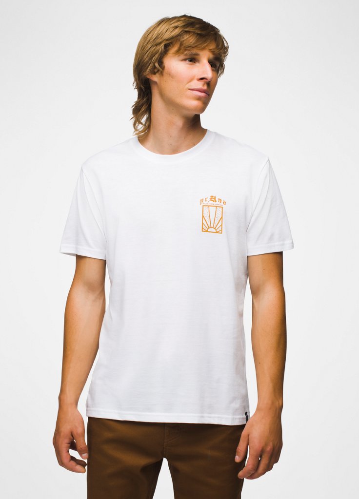 Mens prAna Free Space Short Sleeve Tee - White