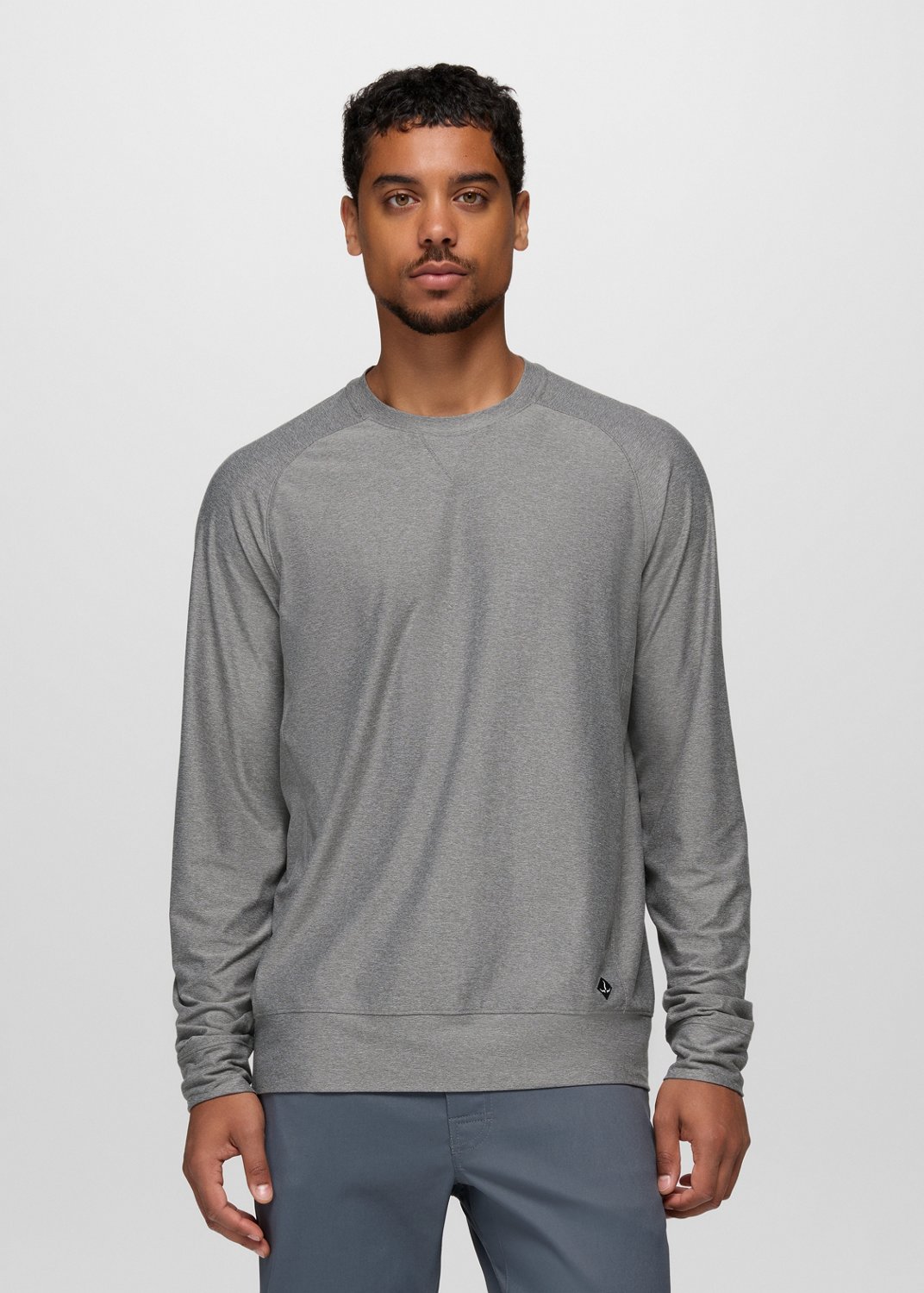 Mens prAna Altitude Tracker Light Crew - Medium Heather Grey