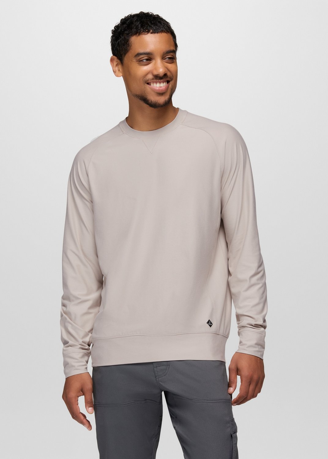 Mens prAna Altitude Tracker Light Crew - Almond Heather