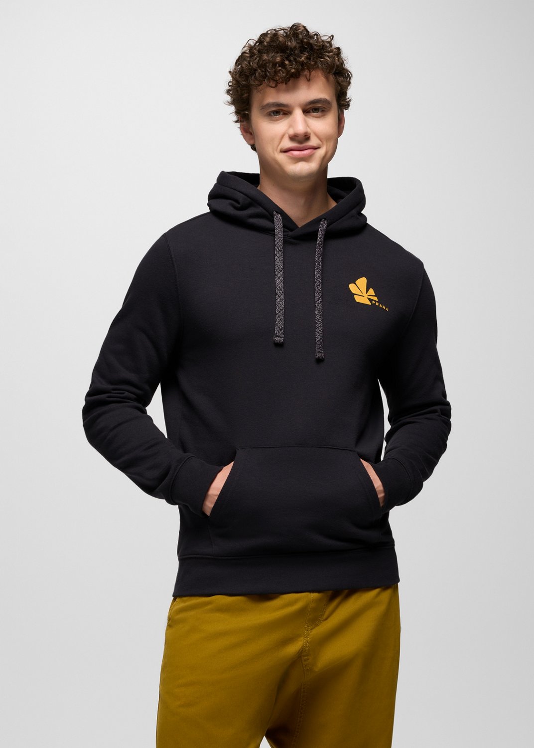 Mens prAna Fleece Graphic Hoodie - Black Shining Path