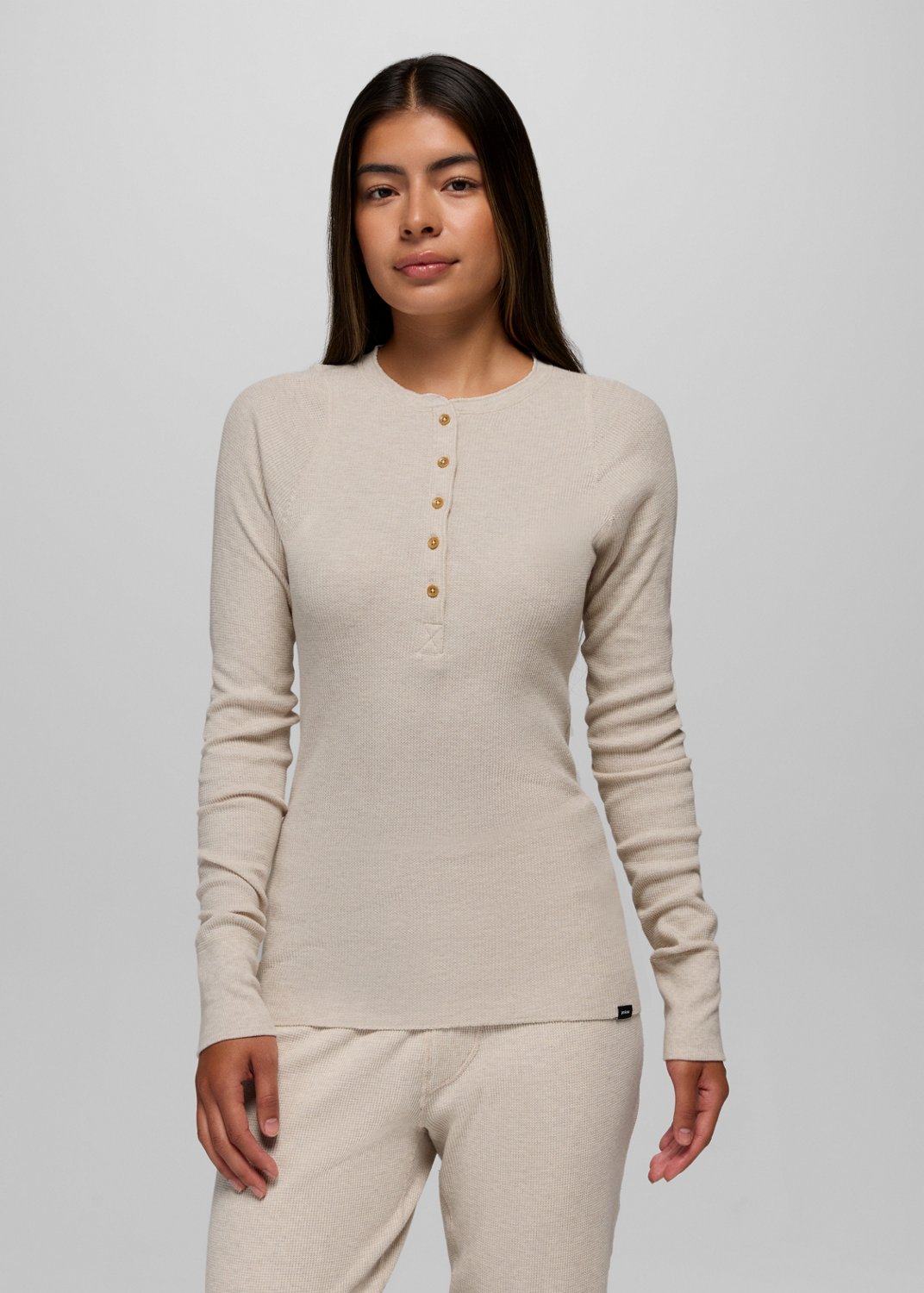Womens prAna Touchstone Henley - Oatmeal Heather