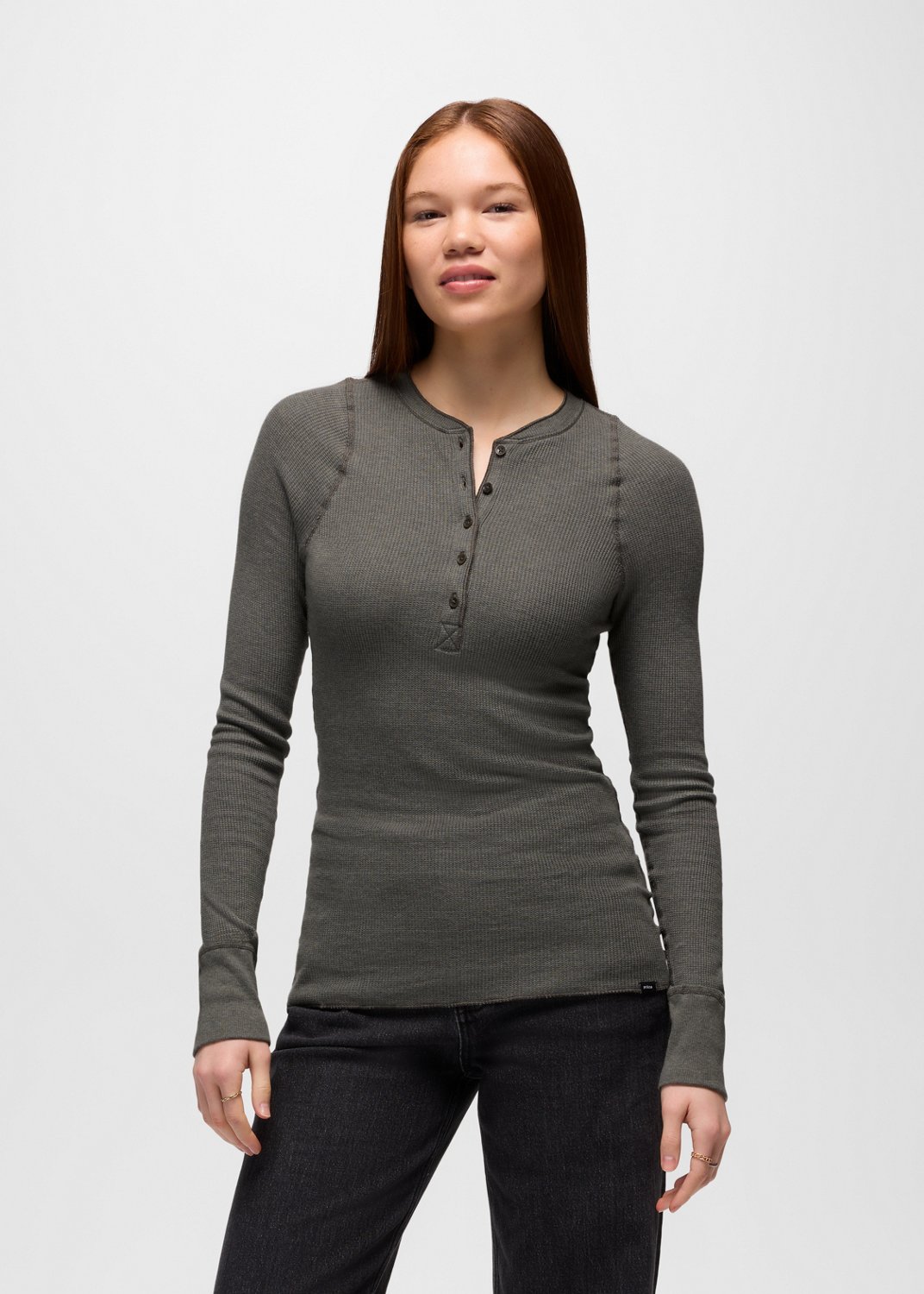 Womens prAna Touchstone Henley - Thyme Heather