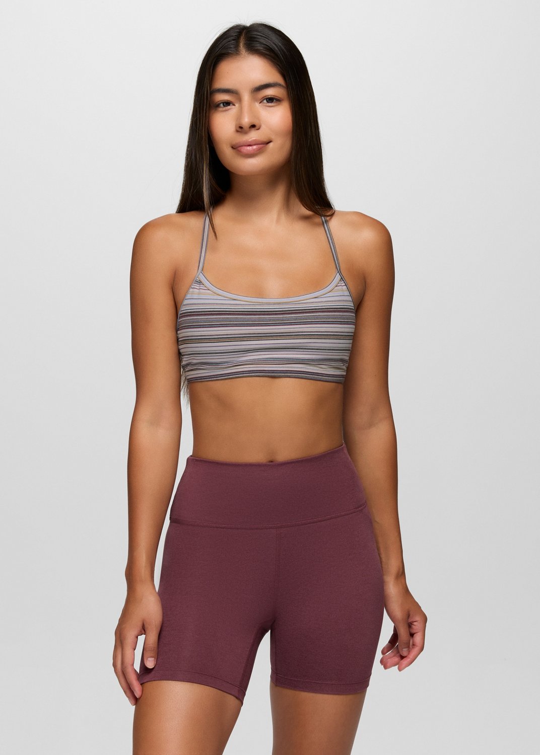Womens prAna Heavana™ Every Minute Bra - Almond Microstripe