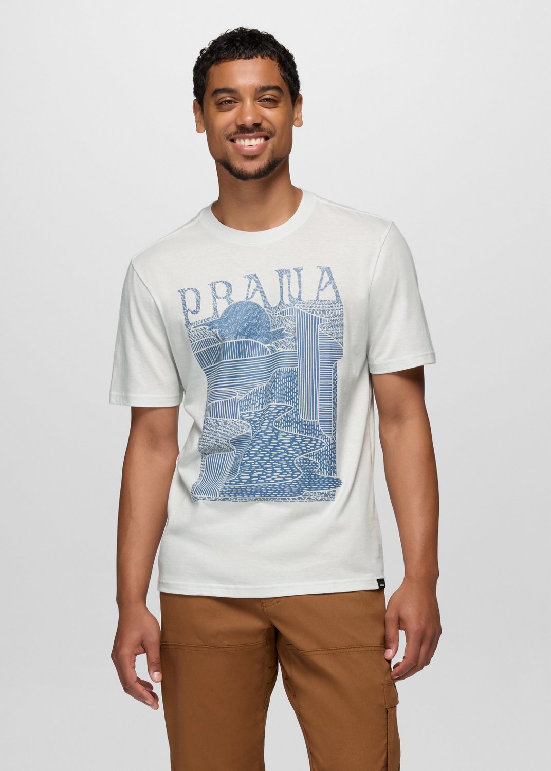 Mens prAna Pathmade Graphic Tee - Soft White