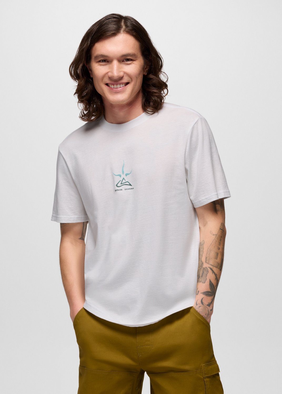 Mens prAna Sharma Mandala Boulder Graphic Tee - Soft White