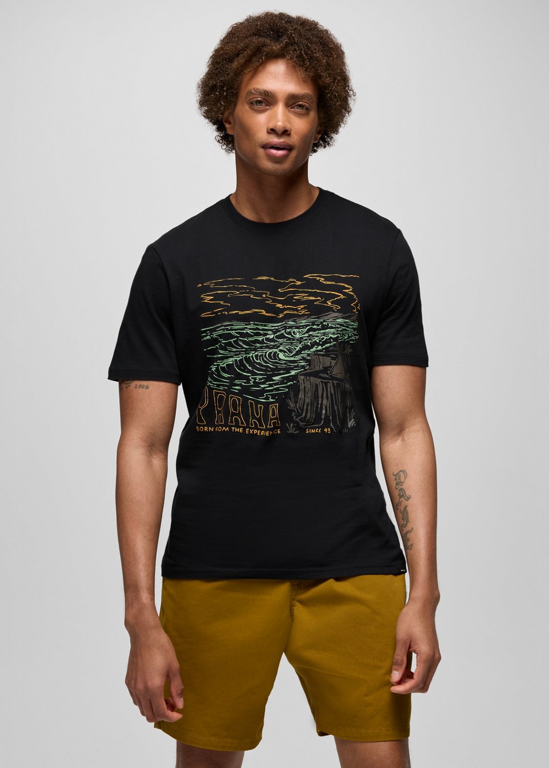 Mens prAna Wildtide Graphic Tee - Black