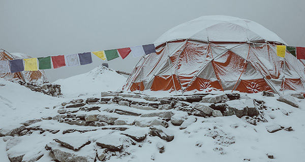 Snowy Everest Base Camp