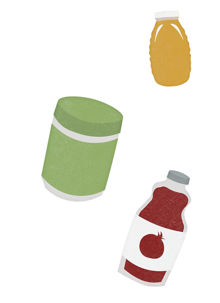 Illustrations of energy gummies ingredients
