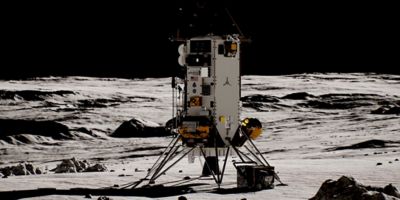 Rendering of IM2 lunar lander on the moon. 