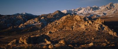 Still frame from the film: desert landscape in California.