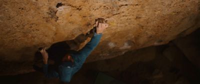 Still frame from the film: MHW Athlete Ethan Pringle climbing.