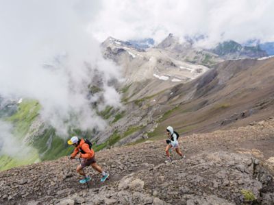 Lauren and Matt hiking in the Alps.