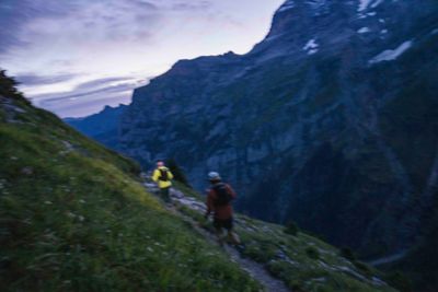 Matt and Lauren running at dusk.