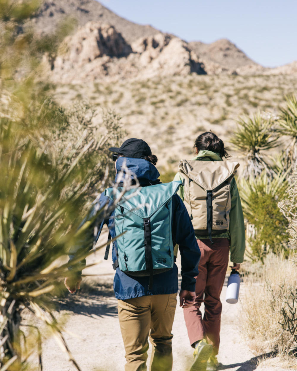 Two hikers in the desert.