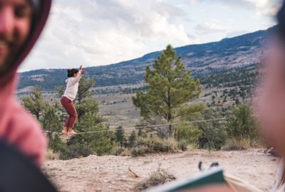 Slacklining at camp.