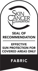 SKIN CANCER FOUNDATION SEAL OF RECOMMENDATION - EFFECTIVE SUN PROTECTION FOR COVERED AREAS ONLY - FABRIC 
