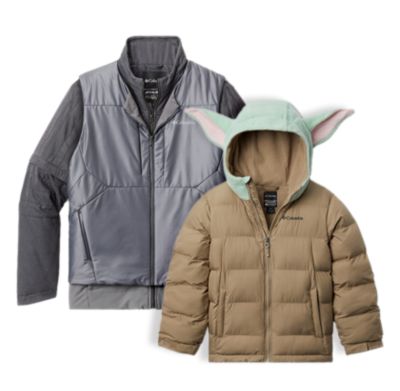 Close-up of Mandalorian jacket and Child jacket. 