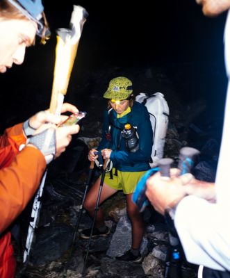 Backpacking at night.