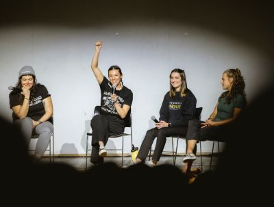 Speakers on stage during the No Man's Land Film Festival.