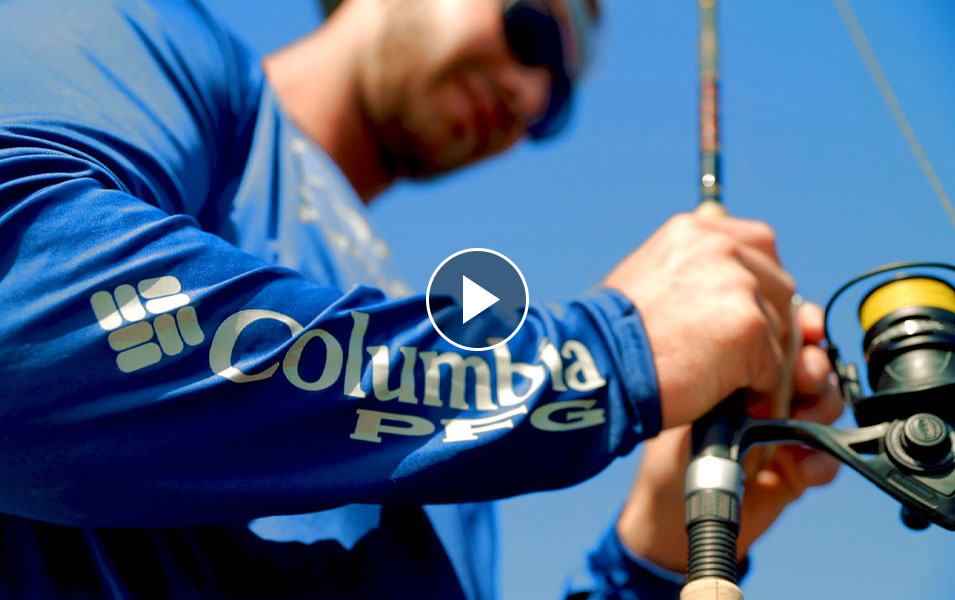 A screenshot of a Columbia Sportswear video featuring MLB player Pete Alonso and Captains for Clean Water co-founder Chris Wittman.