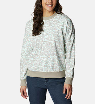 Woman in a Columbia sweatshirt.