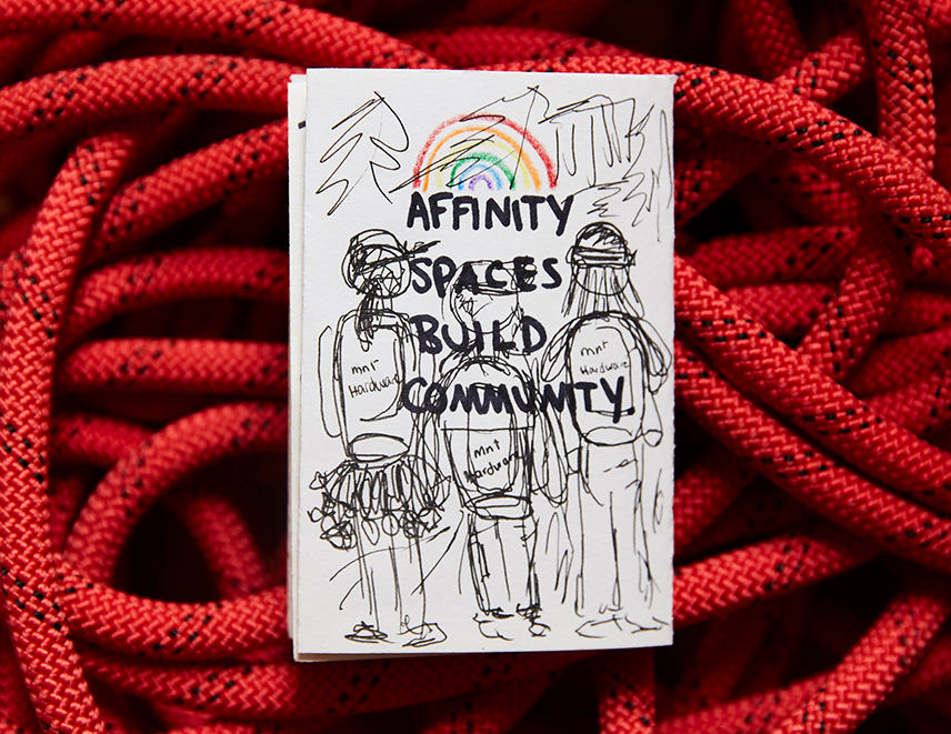 Zine created by Lou- page reads: affinity spaces build community