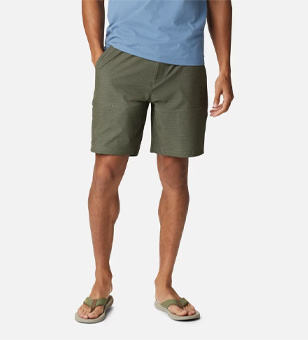 Close-up of a man in Columbia shorts. 